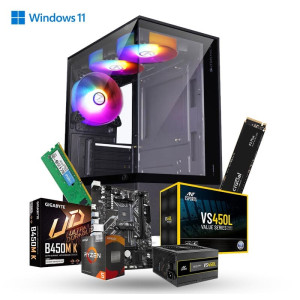 Prebuild PC | AMD Ryzen 5 5600GT| 8GB Ram | 500GB SSD | 450W SMPS | RGB Gaming Cabinet with 3 Year Warranty